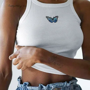 Letné Sexy Nový Butterfly Tlače Top Fashion Vystavení Pupok Vesta Pohodlné Ulici Osobnosti Tesný Top