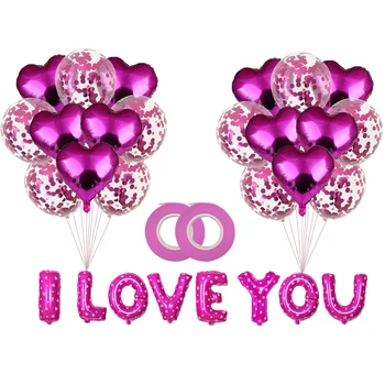 ZLJQ Písmená I LOVE YOU Balóny Auta Svadobné Dekorácie Hliníkovej Fólie Srdce Konfety Vzduchu Ballon Valentines Day Dekor