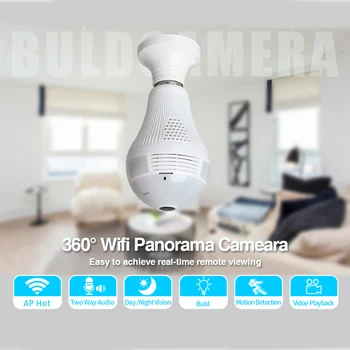YUNSYE 360-Stupňový LED Svetlo 1080P Bezdrôtový Panorama Home Security Bezpečné WiFi CCTV rybie oko Kamery Žiarovka IP Kamera Audio Interkom
