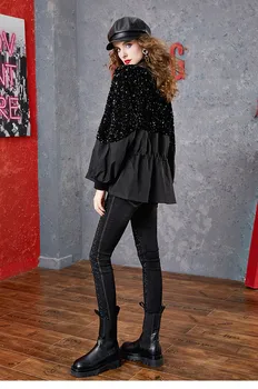Luxusný Vysoko Kvalitný Kolo Krku Šitie Sequined Šnúrkou Zips Voľné Kabát Oblečenie pre Ženy 2020 Jesenná Bunda vrchné oblečenie