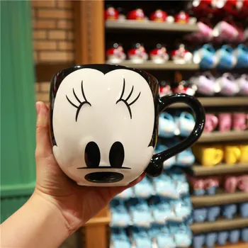 725ML Disney Skutočné Mickey Mouse Cartoon Keramické Hrnčeky Minnie Mlieko Pohára, Šálky a Hrnčeky Šálku Kávy Cestovný Hrnček