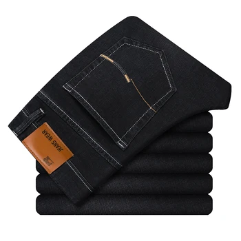 2019 Nové Mužov Značky Slim Džínsy Business Bežné Elastické Skinny Jeans Denim Mužské Nohavice Čierne Modré Pánske Oblečenie Plus Veľkosť 38 40