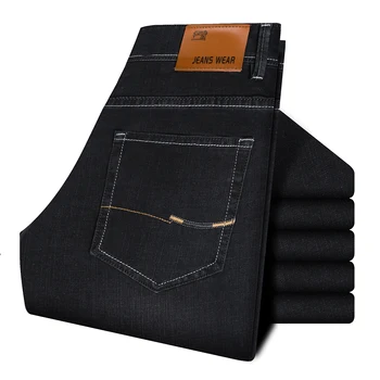 2019 Nové Mužov Značky Slim Džínsy Business Bežné Elastické Skinny Jeans Denim Mužské Nohavice Čierne Modré Pánske Oblečenie Plus Veľkosť 38 40