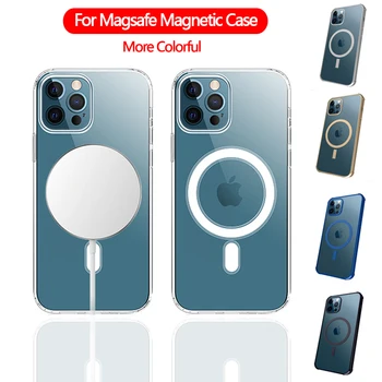 Originálne Farebné Jasné, Magnetické puzdro Pre IPhone 12 Pro Max 12 Mini Magsafing Prípade Shockproof Kremíka TPU Priehľadný Zadný Kryt