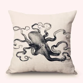ZXZXOON dekoratívne hodiť vankúš kryt zvieratá Morských organizmu Octopus bavlnené obliečky vankúš na gauč domova