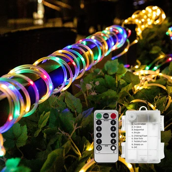 12M 100 LED Solárne Lampy Lano Trubice String Svetlo Vonkajšie Záhradné Vianočné Girlandy Batérie Powered Led Rozprávkových Svetiel Nepremokavé Pásy