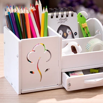 Creative Móde Office Držiak na Pero Nádherná Farba Multi-funkčné Brush Pot Ploche Skladovanie Kancelárske potreby Cartoon Dokončovacie Box