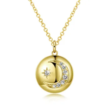 Hemiston Zlatý Prívesok Náhrdelník s Hviezdy, Mesiac Kolo Prívesok Módne Šperky súčasný Dar, Dĺžka: 60 cm