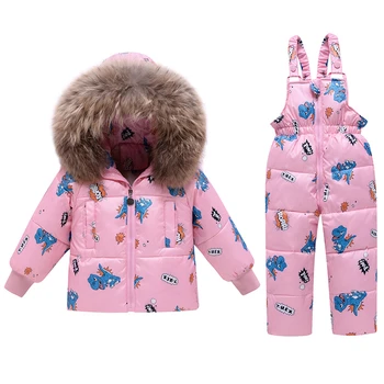 2020 NOVÉ Kreslené dinosaura Oblečenie Set sa Dieťa Dievča oblečenie chlapci zimná páperová bunda jumpsuit deti Zahustiť Teplé Dieťa snowsuit
