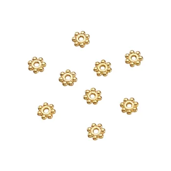 Pandahall 500pcs 4x1.5mm Zlatá Farba Kvetu Zliatiny Dištančné Korálky DIY Šperky Zistenia bez Olova & Kadmium Zadarmo Otvor: 1 mm