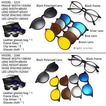 DEARMILIU 6pcs/1set Ultra-svetlo Polarizované Klip Na Okuliare Muži Ženy Magnetické Okuliare Lupa 