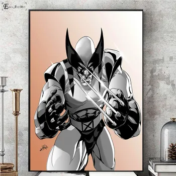 Wolverine Čiernej A Bielej Komické Wall Art Plátno Na Maľovanie Plagátu Pre Domova Plagáty A Vytlačí Bez Rámu Dekoratívne Obrázky