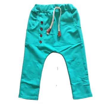 2020 Deti jeseň oblečenie Dievčatá nohavice deti nohavice pre dieťa boys hárem nohavice pevných farieb červená modrá sivá zelená tlačidlá