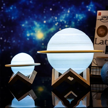 NOVÉ 3D Tlač Saturn Lampa Ako Mesiac Lampy, Nočné Svetlo Pre luny s 3Colors 16Colors Nabíjateľná Diaľkové Darčeky Dropshipping