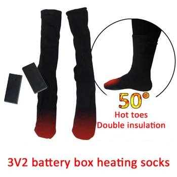 3V Elektrické Kúrenie Ponožky Bavlna Double-layer Thermal Vyhrievané Ponožky USB Rechargable Batérie Ponožky Teplé Zimné Ponožky Unisex