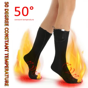3V Elektrické Kúrenie Ponožky Bavlna Double-layer Thermal Vyhrievané Ponožky USB Rechargable Batérie Ponožky Teplé Zimné Ponožky Unisex