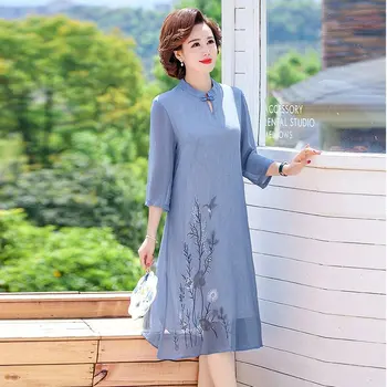 2020 Lete Moderné Cheongsam Ženy, Polovičný rukáv Šifón Qipao Čínske Šaty Qi Pao Strany Vintage Elegantné Šaty Plus veľkosť