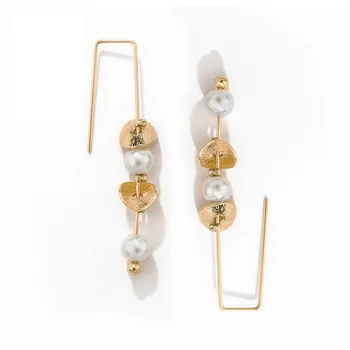 Hot Predaj Moderný Elegantný Vytvorili Malé Simulované Pearl Dlhé Náušnice Háčik String Náušnice Pre Svadobné Party Módne Šperky