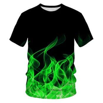 Plameň 3D tlač fashion T-shirt pánske plameň street oblečenie voľné a pohodlné textílie O-krku rôzne farby plameňa a