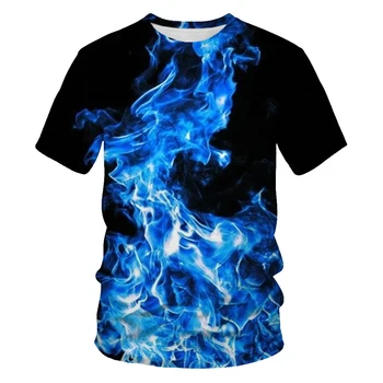 Plameň 3D tlač fashion T-shirt pánske plameň street oblečenie voľné a pohodlné textílie O-krku rôzne farby plameňa a