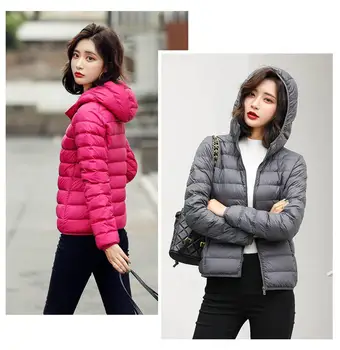 Xiao Ženskej Módy slim svetla nadol bunda s kapucňou 90% biele kačacie nadol Infračervené teplo skladovanie žena farebné stojan golier kabáta