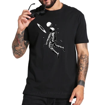 EÚ Veľkosť Mužov Tričká Bavlna Zábavné Dizajn Astronaut Hrať Mesiac V Koši Darček Kvalitné Mäkké Tričko Slim Fit Streetwear