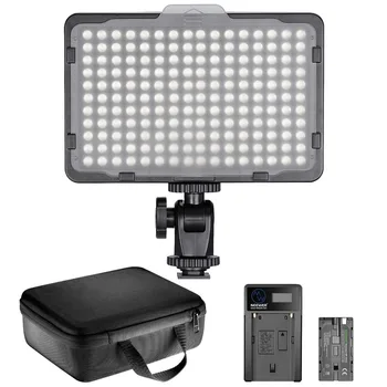 Neewer 176 LED Video Svetlo Osvetlenie Auta: Stmievateľné 176 LED Panel s 2200mAh Li-ion Batéria+USB Nabíjačka+puzdro