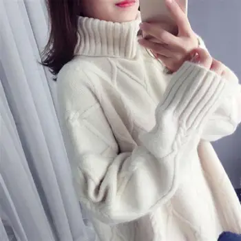Zima-dôkaz teplý pulóver sveter farbou turtleneck sveter ženy hrubé jeseň a v zime