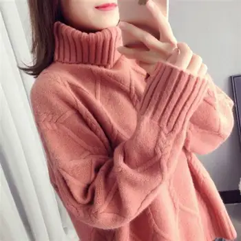 Zima-dôkaz teplý pulóver sveter farbou turtleneck sveter ženy hrubé jeseň a v zime