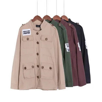 Pridať 4 farby! vojenská bunda žien (č. koberčeky blúzka) jar jeseň army zelená výšivky prispôsobiť pás kabát chaqueta mujer C5302
