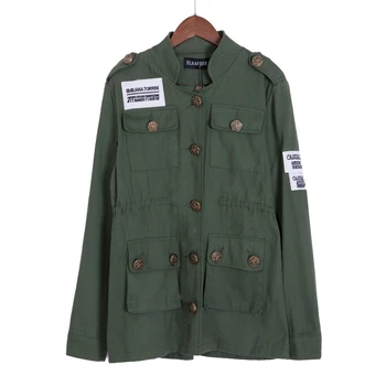 Pridať 4 farby! vojenská bunda žien (č. koberčeky blúzka) jar jeseň army zelená výšivky prispôsobiť pás kabát chaqueta mujer C5302