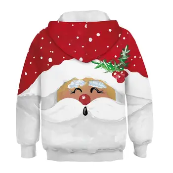 Vianoce Deti Bežné 3D Hoodies Jeseň Chlapci Dievčatá Dlhá Mikina Santa Claus Snowman Deti Voľné vrchné oblečenie Oblečenie 3-14T