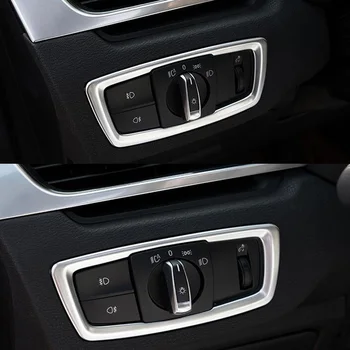 Auto Auto Predné Vedúci svetlo Lampy Nastavte Prepínač Tlačidlo Rámu Orezania sa Vzťahuje Styling Nálepky vhodné Na BMW X1 2016 Interiérové Doplnky