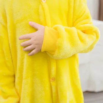 Detský Kugurumi Onesie Zvierat Cartoon Žltá Anime Cosplay Kostým Flanelové Pajama Jeden Kus Chlapec Dievča Dieťa pyžamo Spánku Oblek