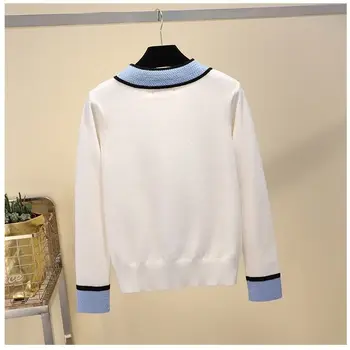 Malé voňavé vietor kontrast farieb sveter žien jeseň nový kórejský slim pletený sveter krátky dlhý rukáv sveter kabát