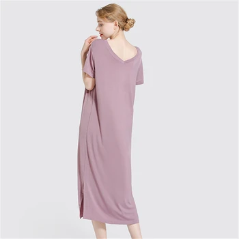 Jednoduchý domov služba dlho tvaru modálneho nightdress lete tenké časti-krátke rukávy Sleepwear ženy veľké veľkosti ночная рубашка