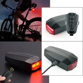 Bicykel Zadné Svetlo 4 V 1 Proti krádeži Alarm USB Nabíjanie Bezdrôtové Diaľkové Ovládanie koncových svetiel na Bicykel Finder Svietidla Horn Výstražné Sirény