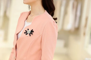 Pink Elegantné Módne dámske Kabáty Bundy Jeseň Jar Ženy Oblečenie s Dlhým Rukávom Vlna jednofarebné Dámske Office
