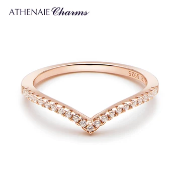 ATHENAIE Autentické 925 Sterling Silver Farba Rose Gold Jasné CZ Šumivé Lichobežníkové Prstene pre Ženy, Svadobné Šperky, Zásnubné