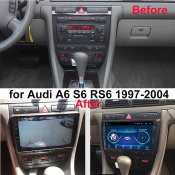 9 palcový Android 8.1 GPS Navigácie autorádia pre Audi A6 S6 RS6 1997-2004 WIFI HD Dotykový AUX, USB podpora Carplay