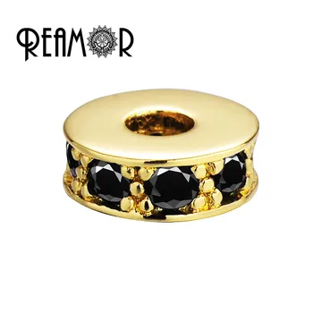 REAMOR Rose Gold DIY Kovovou Podložkou Medi Korálky Micro Pave Zirkón Okrúhle Korálky pre Prívesky, Šperky Náramok DIY, Takže Príslušenstvo