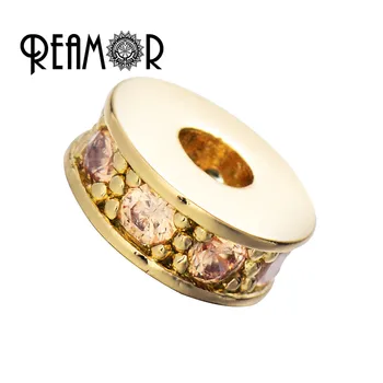 REAMOR Rose Gold DIY Kovovou Podložkou Medi Korálky Micro Pave Zirkón Okrúhle Korálky pre Prívesky, Šperky Náramok DIY, Takže Príslušenstvo