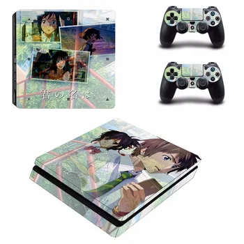 Anime Vaše Meno PS4 Slim Pokožky Nálepka Pre Sony PlayStation 4 Konzoly a 2 Radiče PS4 Slim Obalov Nálepky Odtlačkový Vinyl