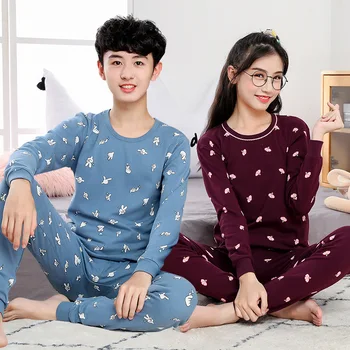 Deti Pyžamá Deti Chlapcov Sleepwear Zimné Bavlnené Pyžamo pre Dievčatá Dlhý rukáv oblečenie pre voľný čas Pyžamá Deti, Dospievajúci Oblečenie Sady