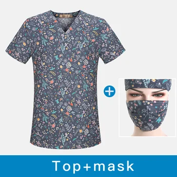 Tenký jednoduchý mäkké Pevné farebná tlač, pracovné odevy vyhovovali salón krásy jednotné laboratórne pet shop matné jednotné pracovné odevy klobúk maska