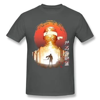 Duch Tsushima Mužov Bavlna Tričko Grafické Plus Veľkosť Tsushima Bojovník v Pohode Nadrozmerné Topy