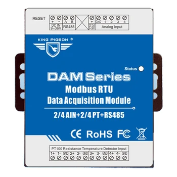 Modbus RTU zber Dát Modul 4 Analógový Vstup 4 Kanál PT odporový Teplomer pre Priemyselné Energie Monitor DAM124