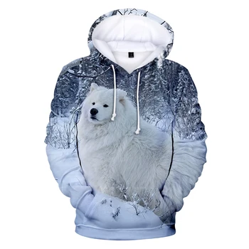 Tak Roztomilý Samoyed Mikina Deti/Chlapci/Dievčatá Jeseň Zimné Móda Bežné Kawaii s Kapucňou, 3D Tlač Samoyed Pulóver Streetwear