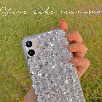 Pre iPhone 11 Pro Max Prípade Luxusný Lesk Diamond Ľadové Zrkadlo Jasné Soft Telefón púzdra pre iPhone 7 8 Plus XR XS X SE 2020 Kryt