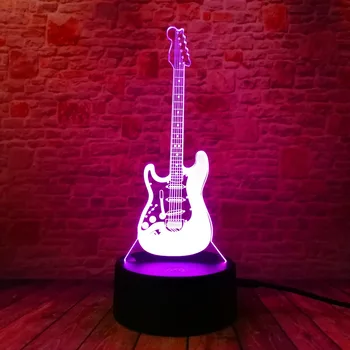 Kreatívne Cartoon 3D Elektrické Hudba, Gitara, Bass Model Ilúzie Lampa LED 7 Zmena Farby Gradient Dieťa Dieťa Spať v Noci Svetlo Hračky